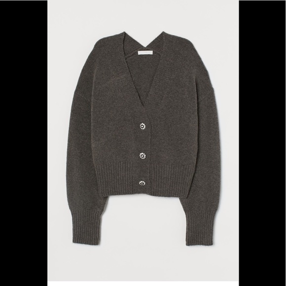 H&M Sweaters - H&M Boxy Boyfriend Cardigan Rhinestone Buttons Drak Gray